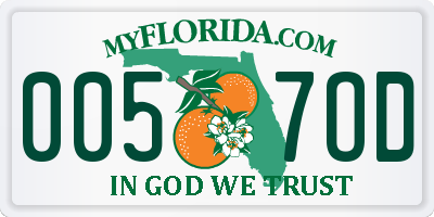 FL license plate 0057OD
