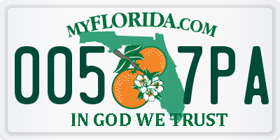 FL license plate 0057PA
