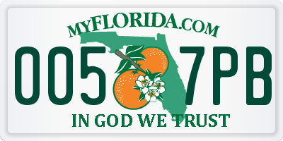FL license plate 0057PB