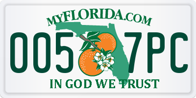 FL license plate 0057PC