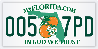 FL license plate 0057PD