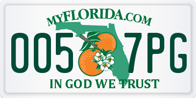 FL license plate 0057PG