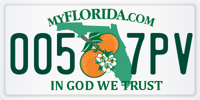 FL license plate 0057PV