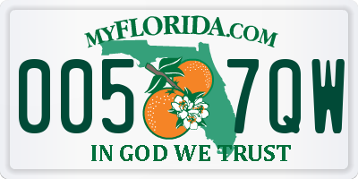FL license plate 0057QW