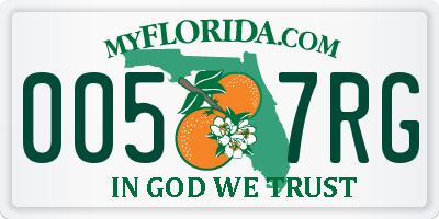 FL license plate 0057RG
