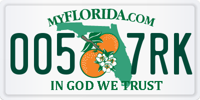 FL license plate 0057RK