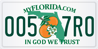FL license plate 0057RO