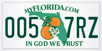 FL license plate 0057RZ