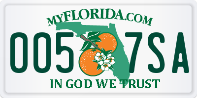 FL license plate 0057SA