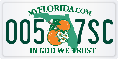 FL license plate 0057SC