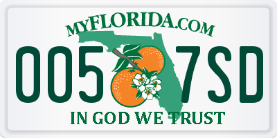 FL license plate 0057SD
