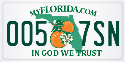 FL license plate 0057SN