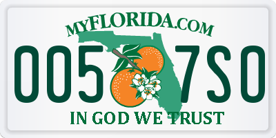 FL license plate 0057SO