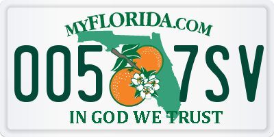 FL license plate 0057SV