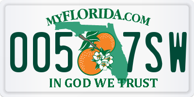 FL license plate 0057SW