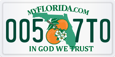 FL license plate 0057TO