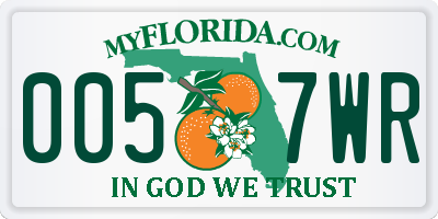 FL license plate 0057WR