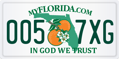 FL license plate 0057XG