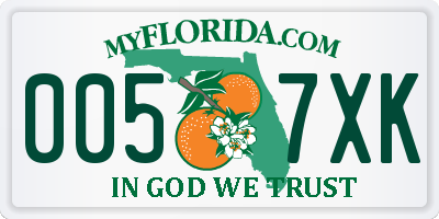 FL license plate 0057XK