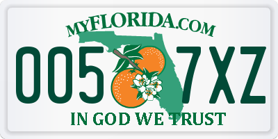 FL license plate 0057XZ