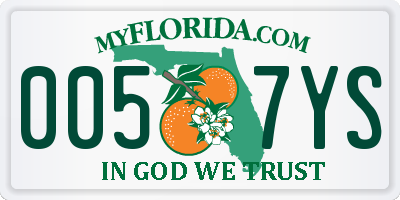 FL license plate 0057YS