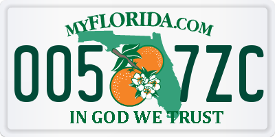 FL license plate 0057ZC