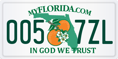 FL license plate 0057ZL
