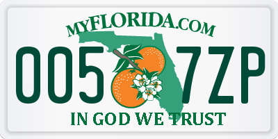 FL license plate 0057ZP