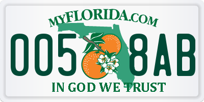 FL license plate 0058AB
