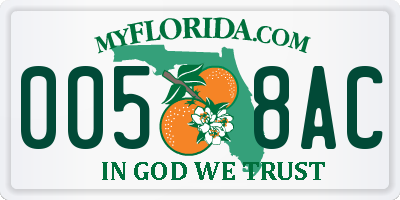 FL license plate 0058AC