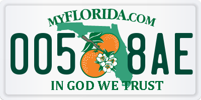 FL license plate 0058AE