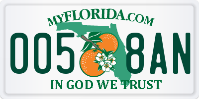 FL license plate 0058AN