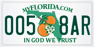 FL license plate 0058AR