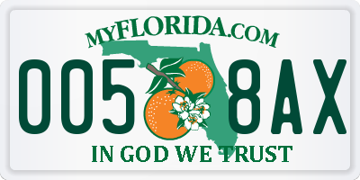 FL license plate 0058AX