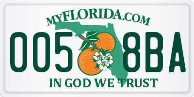 FL license plate 0058BA