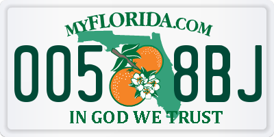 FL license plate 0058BJ