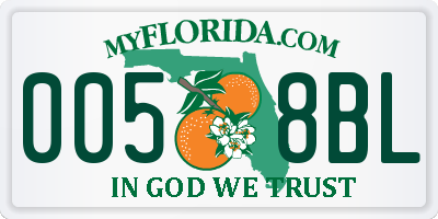 FL license plate 0058BL