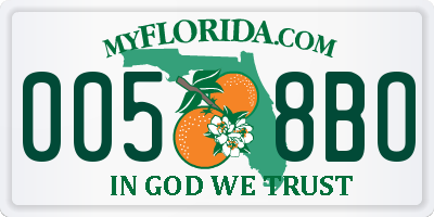 FL license plate 0058BO