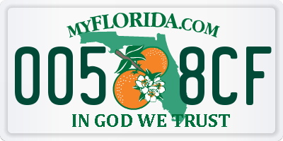 FL license plate 0058CF