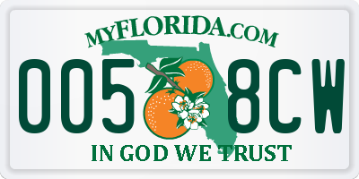 FL license plate 0058CW