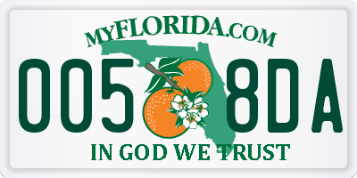 FL license plate 0058DA