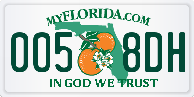 FL license plate 0058DH