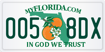 FL license plate 0058DX