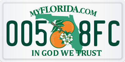 FL license plate 0058FC