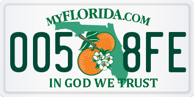 FL license plate 0058FE