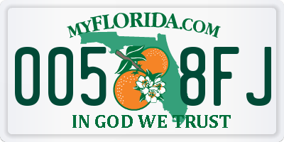 FL license plate 0058FJ