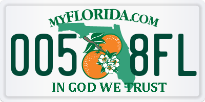 FL license plate 0058FL