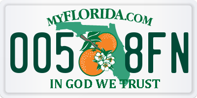 FL license plate 0058FN