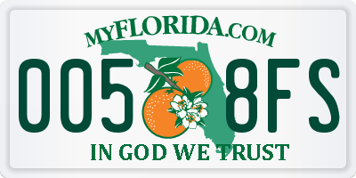 FL license plate 0058FS