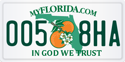 FL license plate 0058HA